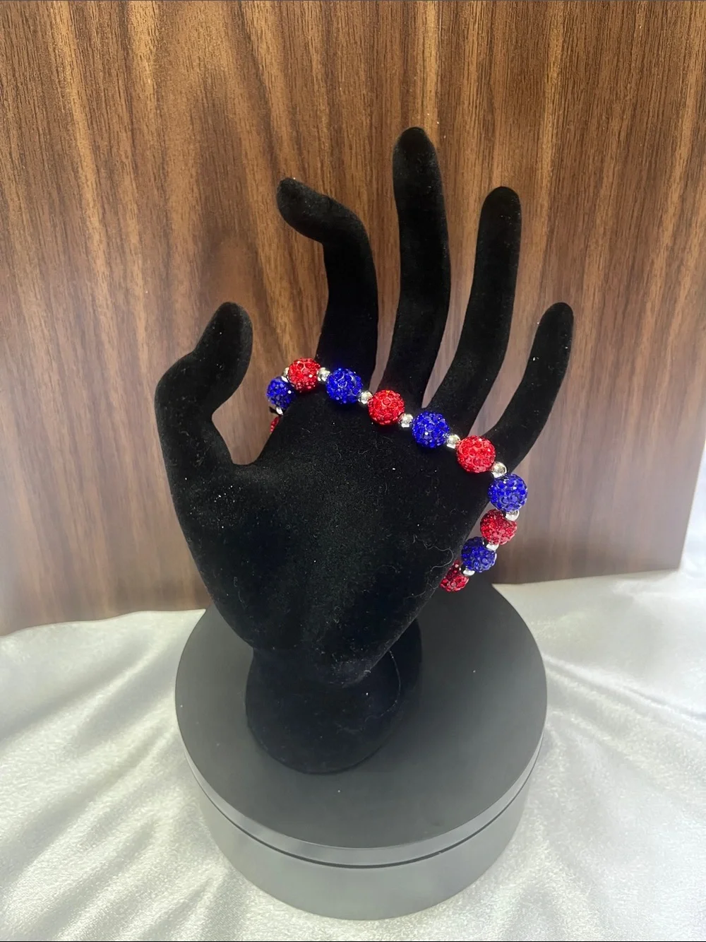 Red and Blue Rhinestone beaded Bracelet